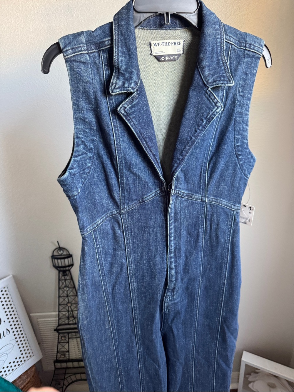 NWT Free People Crvy Ring The Alarm One Piece Denim Jumpsuit Sz XS - Picture 6 of 9